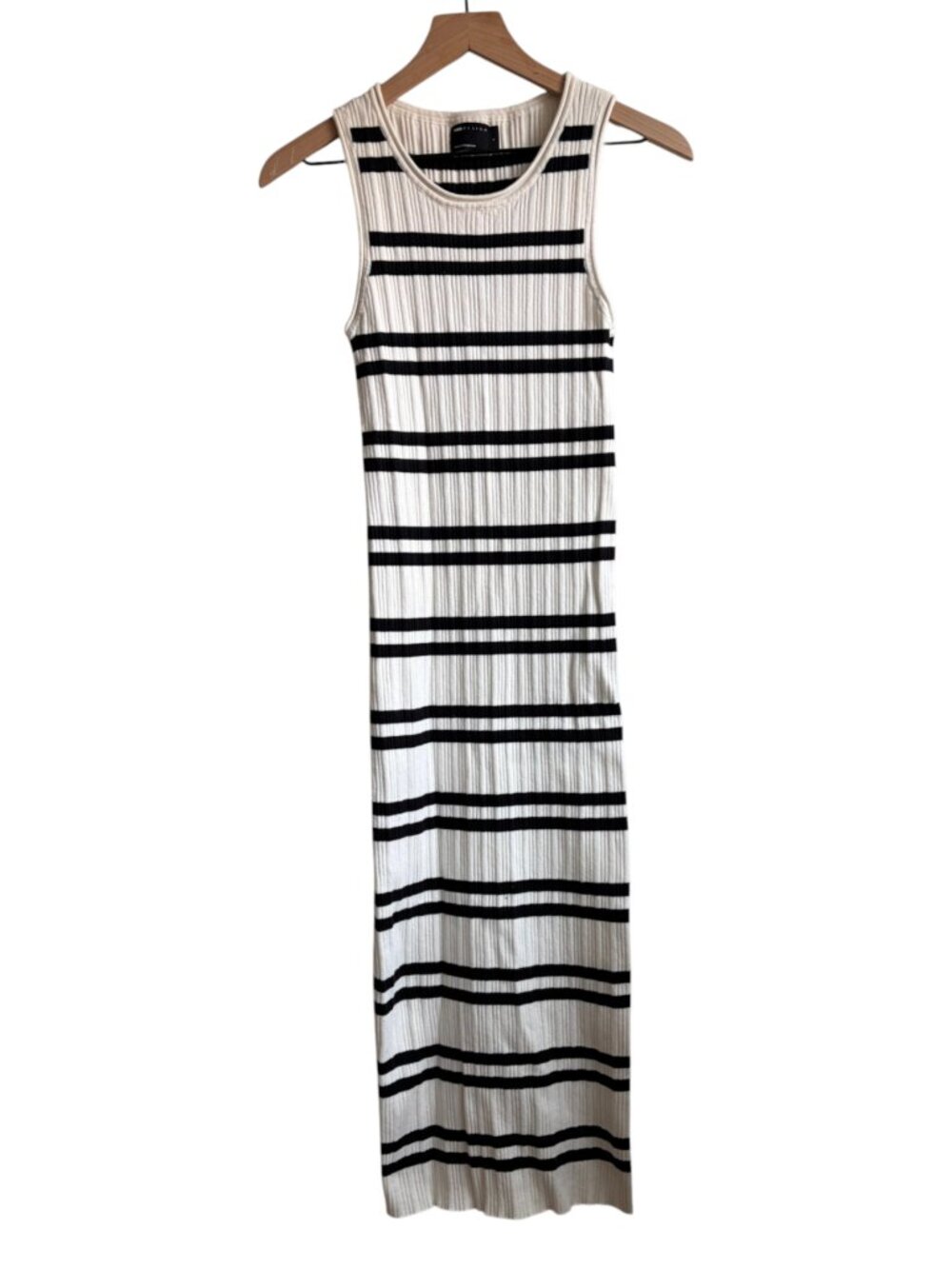 ASOS Design Knit Striped Tank Midi Dress Small White and Navy